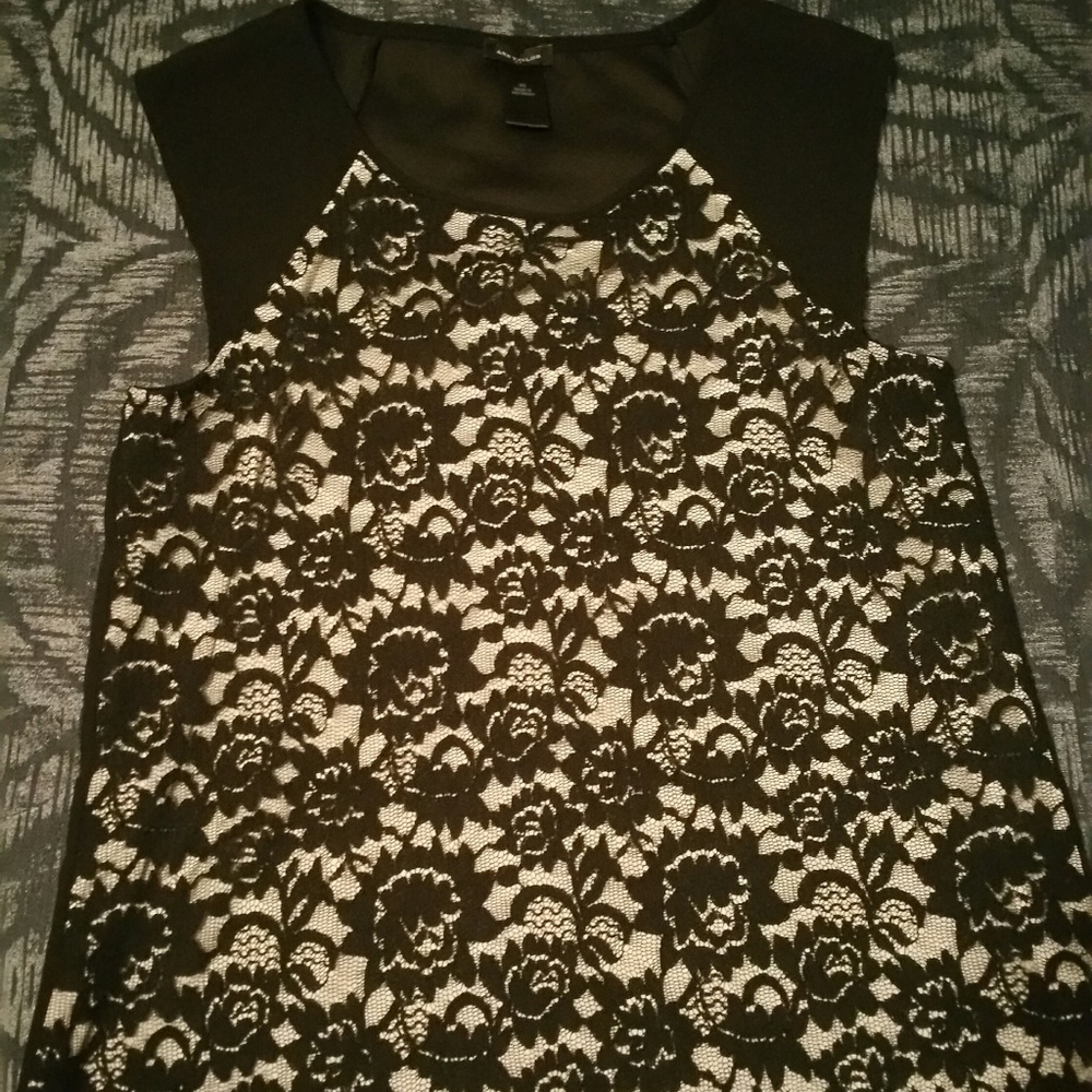 #166 Ann Taylor Black Lace Dress Tank